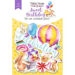 Комплект тагове и изрязани елементи - Sweet Birthday - 54 бр.