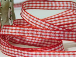 Панделка- Червено и бяло каре  -  1,00 см - 4 м.