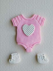 Боди с терлички - Розово с бяло