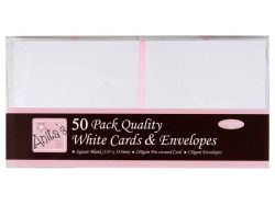 Комплект  картички с пликове Бяло - 50 бр. квадрат - 13,5 х 13,5 см
