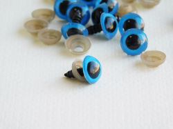 Стъклени очички за кукли на винт - Сини - 20 бр. 10 мм
