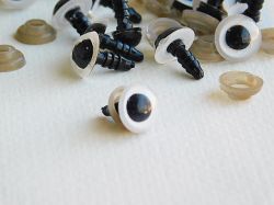 Стъклени очички за кукли на винт - Сиви - 20 бр. -10 мм