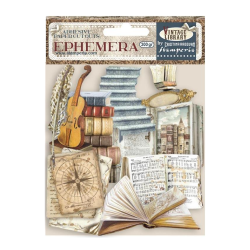 Комплект изрязани елементи Метализирани и Самозалепващи - Vintage Library -  53 елемента