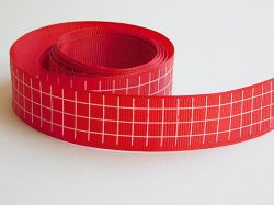 Панделка рипс - Червено и бяло каре - 2 м.