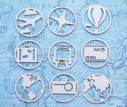 Пътешествие - Кръгли тагове - 9 елемента