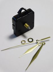 Часовников механизъм - плавен ( дълга резба ) - Златисти Прави стрелки