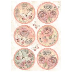 Фина оризова хартия за декупаж 21 x 29.7 cm. SHABBY ROSE