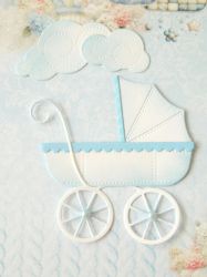 Бебешка количка с облачета - Синьо и Бяло - 2 бр