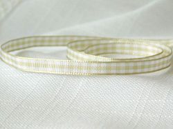 Панделка -  Бежово и бяло каре  - 0,60 см - 2 м.