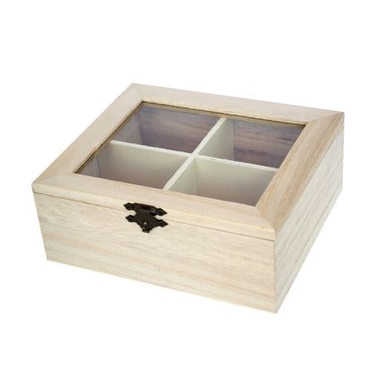 Кутия със стъклен капак и  4 разделения - 13,00 х 15,00 х 5.00 см.