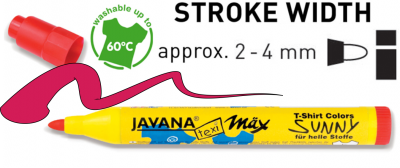 JAVANA SUNNY max - Маркер за текстил 2-4 мм за СВЕТЛА ОСНОВА - Кармин червено
