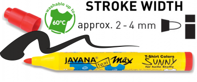 JAVANA SUNNY max - Маркер за текстил 2-4 мм за СВЕТЛА ОСНОВА - Черно