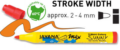 JAVANA SUNNY max - Маркер за текстил 2-4 мм за СВЕТЛА ОСНОВА - Оранж