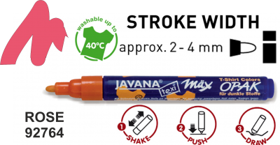 JAVANA OPAK max - Маркер за текстил 2-4 мм за ТЪМНА ОСНОВА - РОЗА