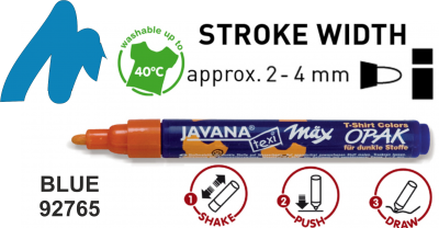 JAVANA OPAK max - Маркер за текстил 2-4 мм за ТЪМНА ОСНОВА - СИНЬО