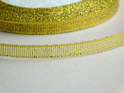 Панделка Ламе - Злато - 0,60 см- 20 м