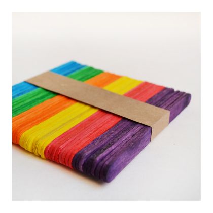 Дървени шпатули  Цветни - 11,5 х 1,00 см. - 50 бр.