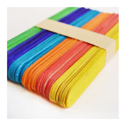 Дървени шпатули  Цветни - 15,00 х 1,80 см. - 50 бр.