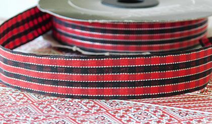 Панделка- Черно и червено райе - 2.00 м.