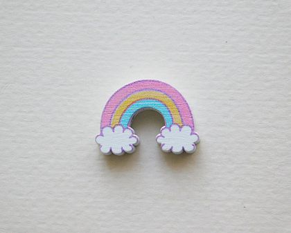 Елемент за декорация от дърво за нанизване - Rainbow - 1бр.