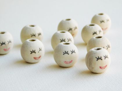 Дървено мънисто - Лице - 10 бр.