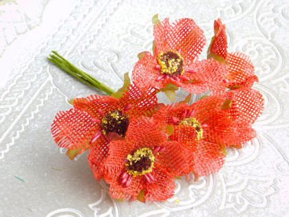 Букет цветя от зебло - Червено - 6 бр.