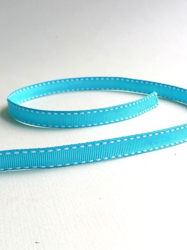 Панделка рипс - Наситено светло синьо с декоративен шев -  2 м.