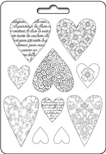 Пластмасови форми за полимерна глина и захарно тесто - HEARTS - A4