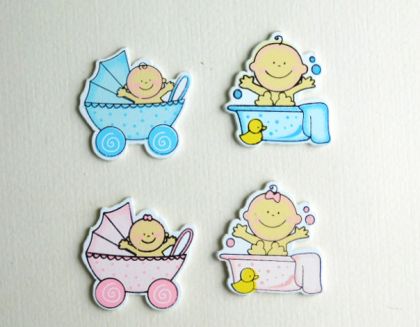 Елемент за декорация от дърво - Welcome Baby - 4 елемента