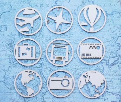 Пътешествие - Кръгли тагове - 9 елемента