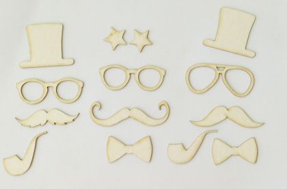 Цилиндър, мустаци , очила - 13 елемента