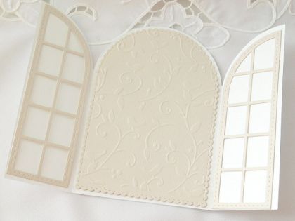 Заготовки за картички - Прозорец  Бяло и Светло Бежово - 14,50 х 10,00
