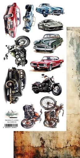 Дизайнерска хартия с елементи за изрязване - Memories from the Trip – Cars - extras to cut - 1 лист