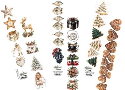 Дизайнерска хартия с елементи за изрязване - 30,00 x 5 см - 3 листа