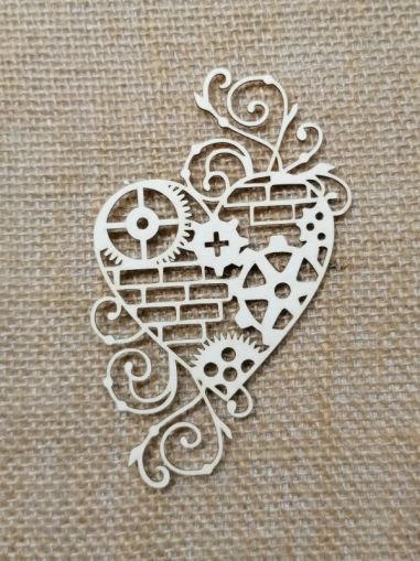 Орнамент- Сърце Зъбни колелета и тухли - 12,00 х 8,00 - 1 бр.