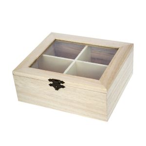 Кутия със стъклен капак и  4 разделения - 13,00 х 15,00 х 5.00 см.