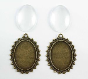 Заготовка за бижу + кабошон - 2+2бр.