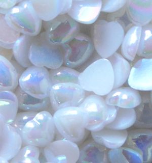 Перлени сърца - бял хамелеон- 40 бр