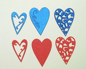 Сърца- синьо и червено - 6 бр.