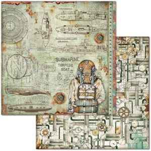 Комплект дизайнерска хартия - Mechanical Sea World - 10 двустранни листа