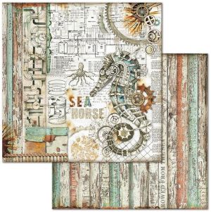 Комплект дизайнерска хартия - Mechanical Sea World - 10 двустранни листа