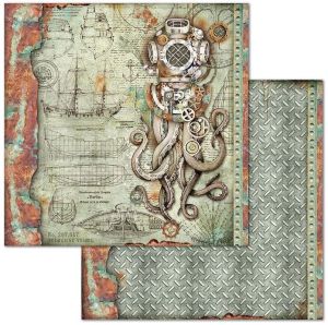 Комплект дизайнерска хартия - Mechanical Sea World - 10 двустранни листа