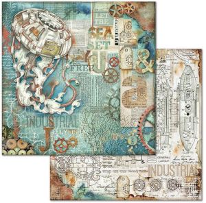 Комплект дизайнерска хартия - Mechanical Sea World - 10 двустранни листа