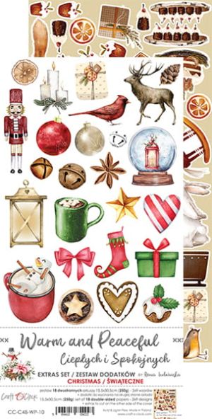 Комплект дизайнерска хартия с елеентим за изрязване - WARM AND PEACEFUL - 18 листа