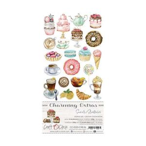 Комплект дизайнерска хартия с елементи за изрязване - SWEETS - 12 листа