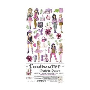 Комплект дизайнерска хартия с елементи за изрязване - TEENAGERS SOULMATES - 18 листа