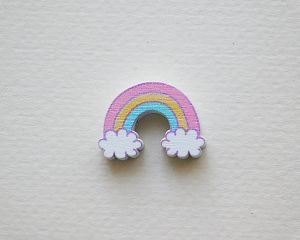 Елемент за декорация от дърво за нанизване - Rainbow - 1бр.