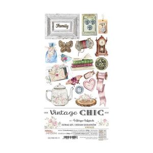 Комплект дизайнерска хартия с елементи за изрязване -VINTAGE CHIC -  VINTAGE -  12 листа