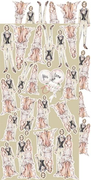 Комплект дизайнерска хартия с елементи за изрязване - A CORDIAL INVITATION Wedding set - 12 листа