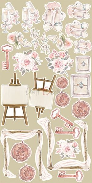 Комплект дизайнерска хартия с елементи за изрязване - A CORDIAL INVITATION Wedding set - 12 листа